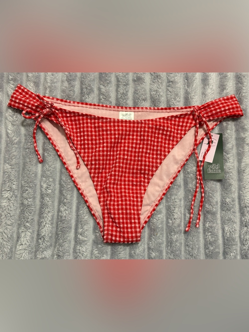 Wild Fable Red Gingham Tie-Side Bikini Bottom — Size XL (16) — NWT